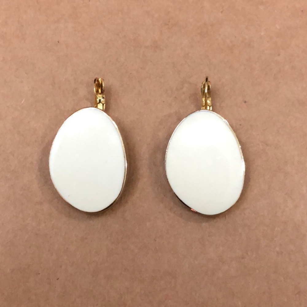 Kenneth Jay Lane Ivory Enamel Earrings